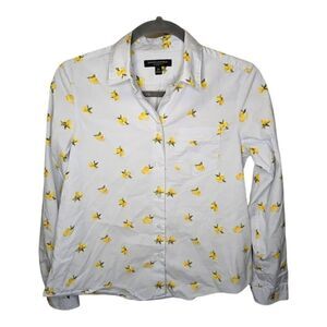 Banana Republic Quinn Boy Fit Lemon Print Button Down Shirt Women's Small